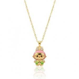 Gold and Purple Labubu Pendant Necklace